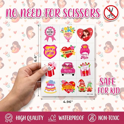 96 PCS Mother's Day Temporary Tattoos - Floral & Heart Designs