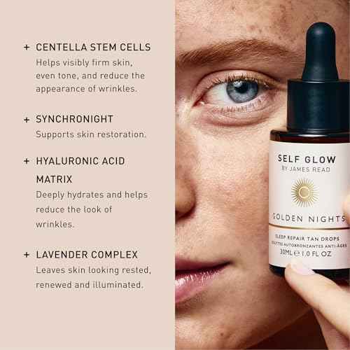 Self Glow by James Read - Golden Nights Sleep Repair Tan Drops | Hydrate, Rejuvenate, Moisturize with Hyaluronic Acid | Overnight, Buildable, Natural (30 mL | 1 fl oz)
