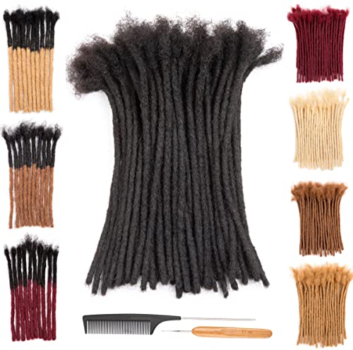 8 Inch 30 Strands Human Hair Dreadlock Extensions - 0.4cm Thickness, Natural Look, Reusable