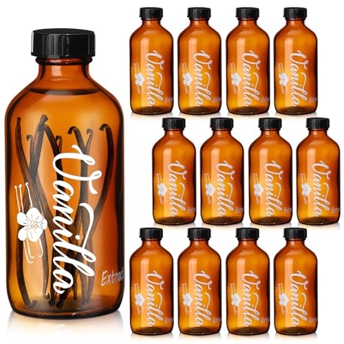 Uiifan 12 Pack 4oz Amber Glass Bottles with Caps
