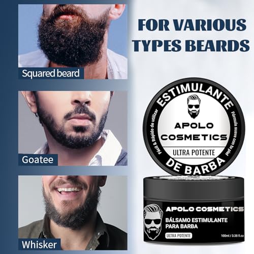 Para Barba, Beard Stimulating Balm Beard Cream, Estimulante Para Barba, B?lsamo Para Crecimiento De Barba Para Hombre, Ultra Potente Apolo Balsamo Negro Thicker, Fuller (1pcs)