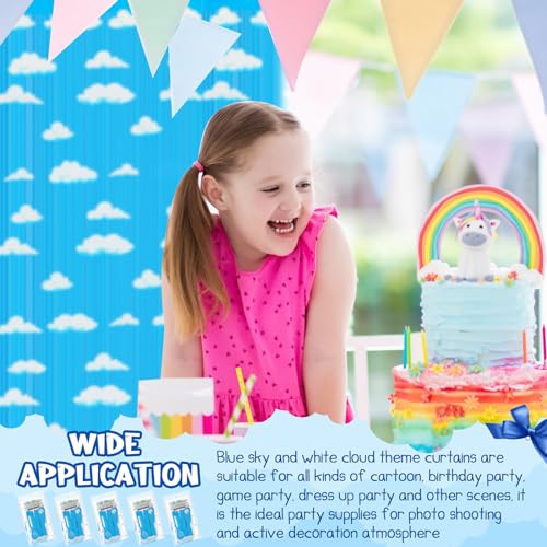 Blue Sky & White Clouds Tinsel Curtains - Party Decoration (3 Pack)