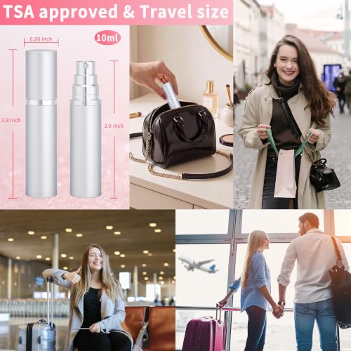 10ml Travel Perfume Atomizer - Refillable Spray Bottle (Silver)