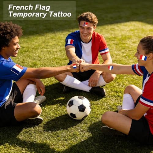 French Flag Temporary Tattoos - 10 Sheets, 45 Pcs