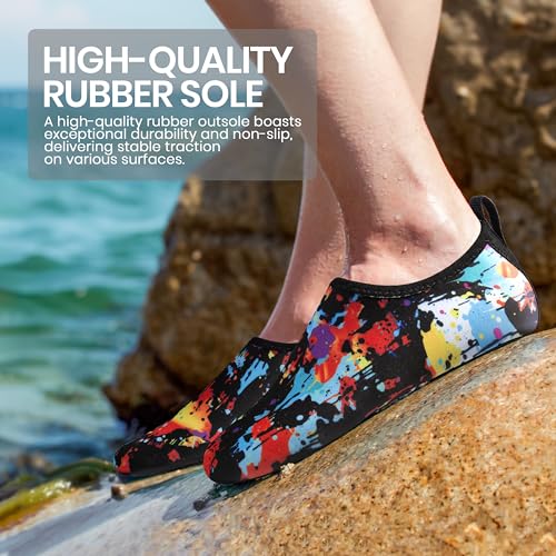 SEEKWAY Water Shoes Women Men Adult Quick-Dry Aqua Socks Barefoot Non Slip for Beach Swim River Pool Lake surf Black Size SK002