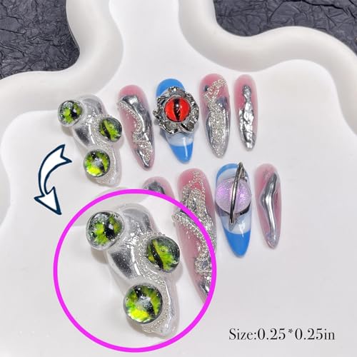 Eye Beads Nail Charms for Acrylic Nails,100PCS 3D Crystal Nail Art Rhinestones Mixed Animal Eye Decoration, Nail Diamonds Y2K Nail Jewels Accessories for Nail Art Supplies Manicure Craft DIY (0.24in)