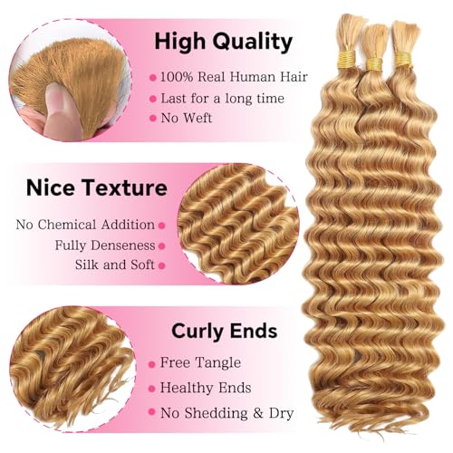 Human Braiding Hair Deep Wave 22 Inch 110g 3 Bundles