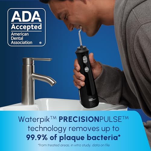 Waterpik Cordless Pearl Portable Water Flosser Black - Rechargeable, ADA Approved