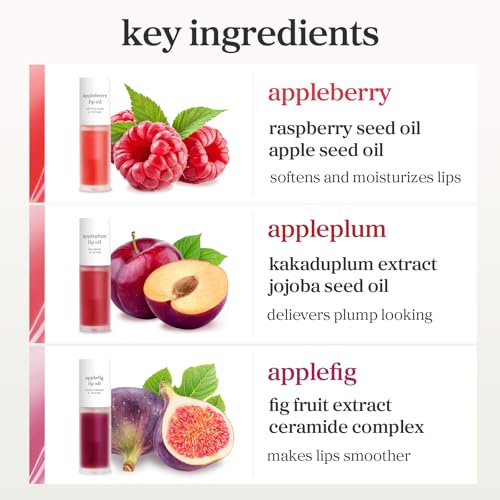 NOONI Korean Lip Oil Set - Appleberry, Appleplum & Applefig Tinted Gloss Trio