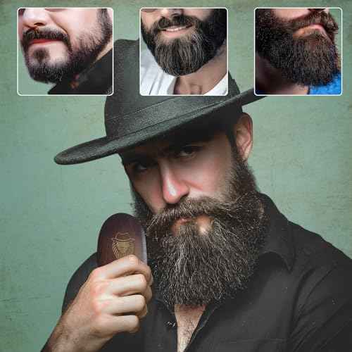 100% Boar Bristle Beard Brush for Man ? Retro Wooden Handle, Promotes Beards Growth & Softens, Travel Size