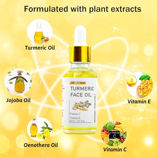 MR.A 3Pack Turmeric Oil, Turmeric oil with Vitamin C for Face Body, Great for Cleanses Skin, Moisturize & Soothing skin, Tumeric Face Oil for All Skin Type