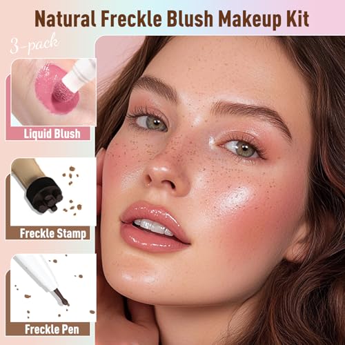 Freckle Blush Makeup Kit: Waterproof Pen, Liquid Blush & Stamp