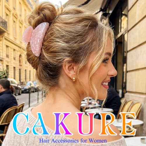 CAKURE Acrylic Claw Hair Clips for Women - Pink & Champagne, 3.3 Inch