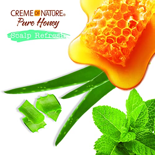 Creme of Nature Pure Honey Scalp Refresh Cleansing Scalp Treatment, No-Rinse Formula with Aloe, Mint & Honey, Dissolves Buildup & Refreshes Scalp, 8 oz
