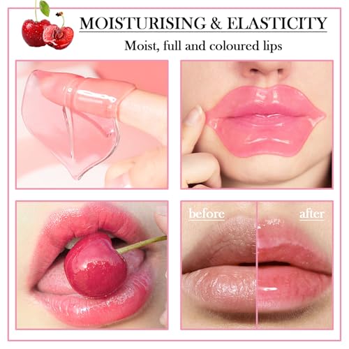Lip & Eye Mask Set - 30 Hydrating Gold Eye Patches & Pink Lip Masks