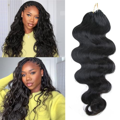 MsFan Human Crochet Hair Body Wave 14 Inch 60g 50 Strands - Reusable Extensions