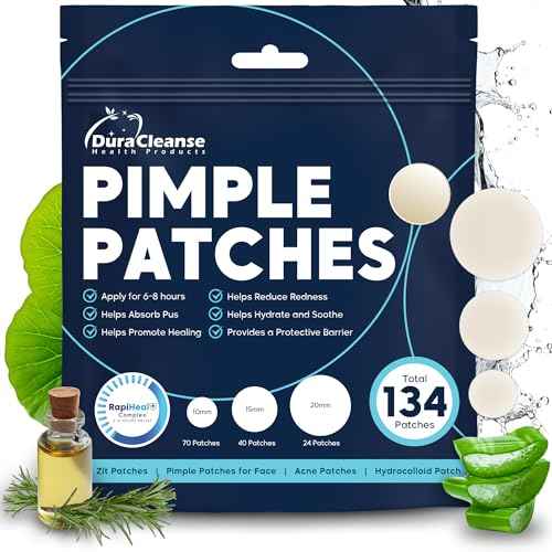 Pimple Patches for Face - 134 Count Hydrocolloid Acne Patches - Zit, Blemish, Cystic Acne Dots & Dark Spot Treatment - Invisible Clear Pimple Patch Stickers for Forehead, Chin, Nose, 3 Sizes (S, M, L)