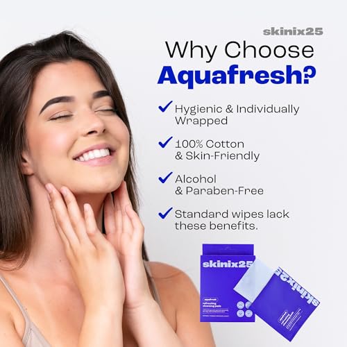 Aquafresh Facial Cleansing Pads ? 20 Individually Wrapped Cotton Wipes for Oily & Combination Skin | On-the-Go Face Wipes for Travel, Gym & Daily Skincare