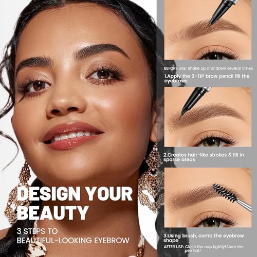 Pudaier 2-in-1 Microblading Eyebrow Pen & Brush - Waterproof 24HR