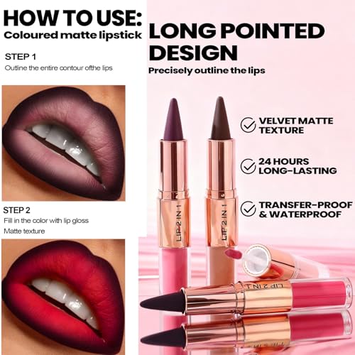 Black Lip Liner and Liquid Lipstick Set - 2-in-1 Matte Combo