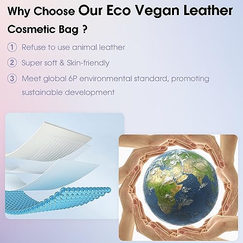 Wandering Nature Makeup Bag 2 Pack - Vegan Leather Cosmetic Pouch