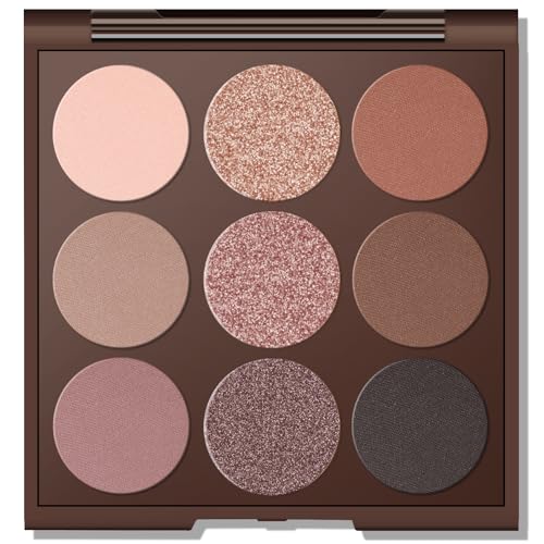 MYSTER ROSEY Nude Eyeshadow Palette, 9-Shade Matte, 12H Waterproof