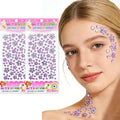 Purple Flower Face Gems Stickers - 2 Sheets Self Adhesive Rhinestones