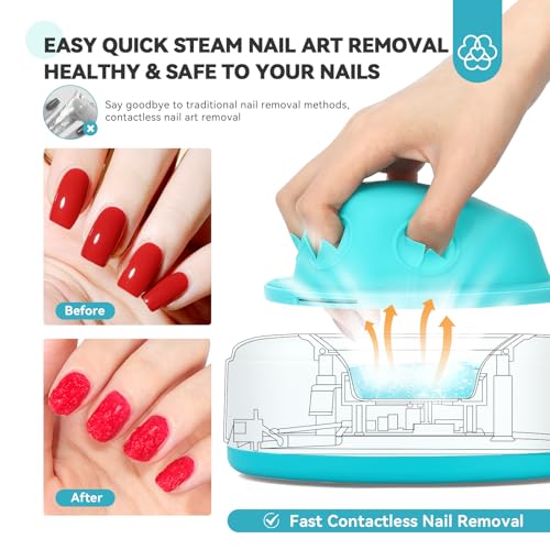 SAVILAND Gel Nail Polish Remover Machine: Electric Nail Soaking Bowl Automatic Steam Quick Remove Gel Steam Gel Polish Remover Portable Nail File Tools Salon Home DIY