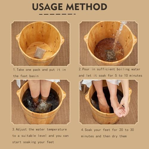 Herbal Foot Soak Bags - 30 Pack Natural Ginger & Mugwort Spa Pouches