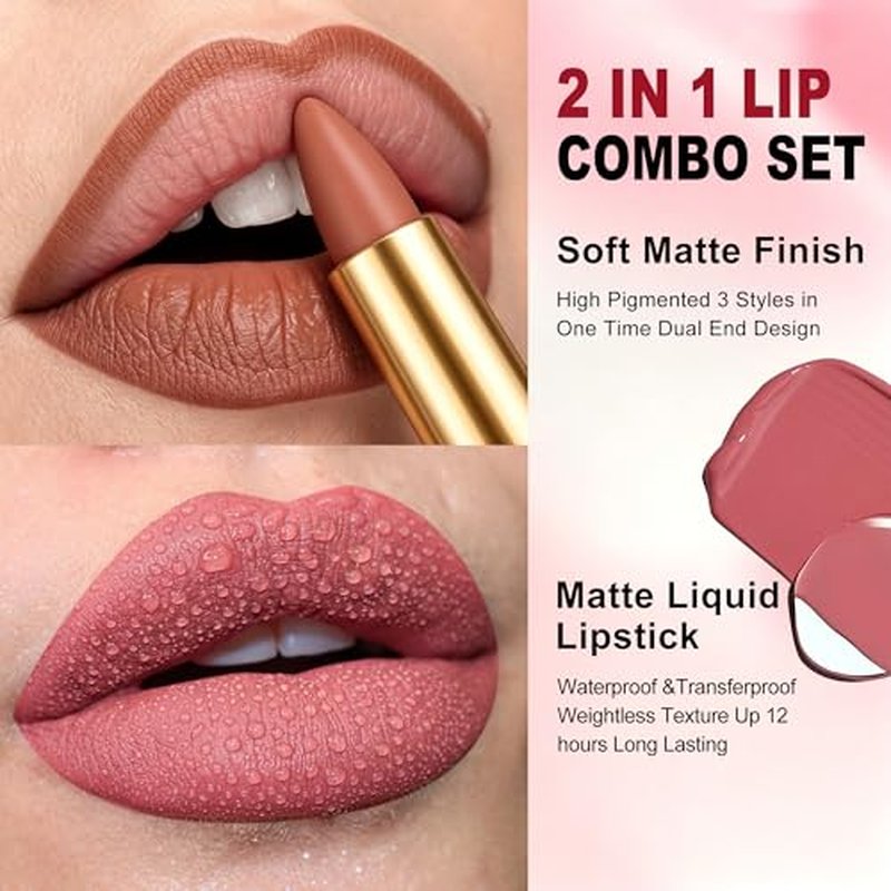 MAKI YIKA Purple Lip Liner & Red Matte Liquid Lipstick Set