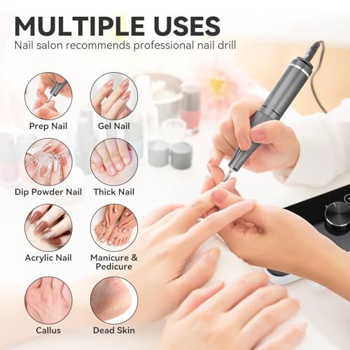 SG705 Mobile Drill Professional Acrylic Nail Tools Set - Complete Kit for Nail Art, Sculpting, and DIY Manicure High-Quality Nail Brushes, Files, Tips, and Accessories - Ideal for Salon or Home Use