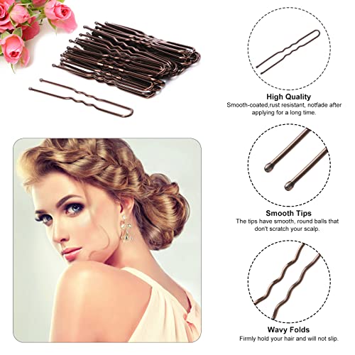U Shaped Hair Pins 200 Count Brown 2.4 Inch Bobby Pins