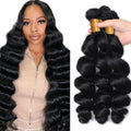 Loose Wave Human Hair Bundles 30 32 34 inch 1B