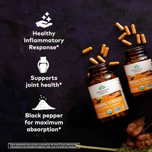 ORGANIC INDIA Turmeric Curcumin Herbal Supplement - Joint Mobility & Immune Support, Healthy Inflammatory Response, Whole Root Supplement, Trikatu, USDA Certified Organic, Non-GMO - 180 Capsules