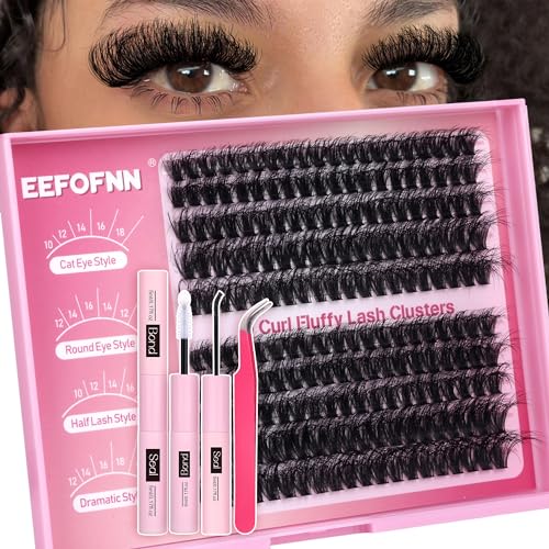 DIY Cluster Lash Extension Kit - 200pcs 50D Wispy Lashes 10-18MM