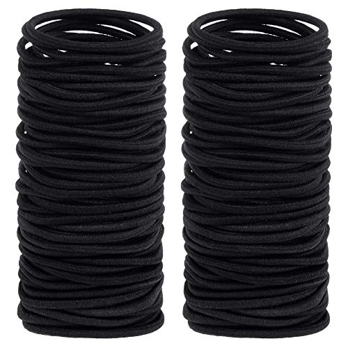 200 Pack Black Hair Ties - Small Elastics for All Hair Types