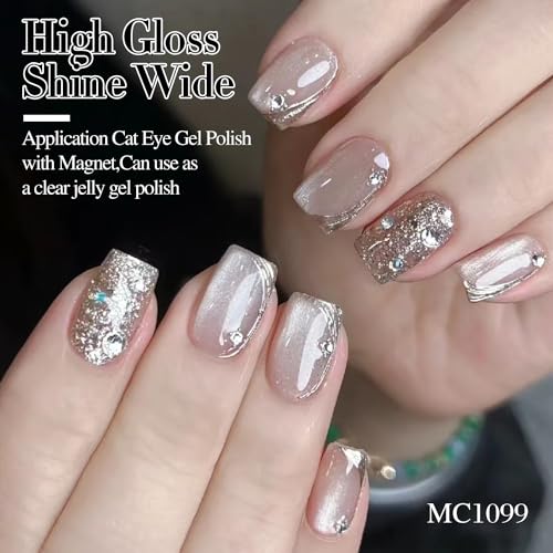 Double Rhythm Jelly Cat Eye Gel Nail Polish with Magnet - 15ml Sheer Glitter