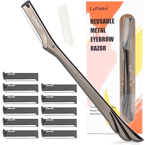 Facial Razor Set for Women & Men - Reusable Metal Dermaplane for Exfoliating & Hair Removal