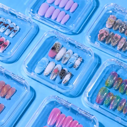 16 Pcs Acrylic Press On Nail Storage Boxes with Double Sided Tape