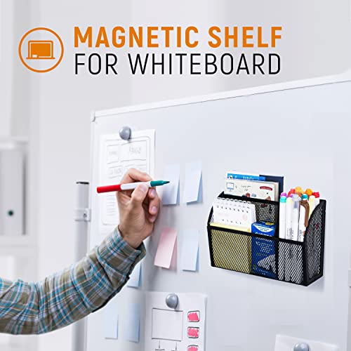 Magnetic Pencil Holder with 6 Strong Magnets – Black Mesh Organizer