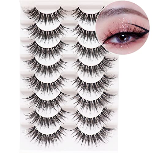 Losha Wispy False Eyelashes Natural Look 8 Pairs Clear Band
