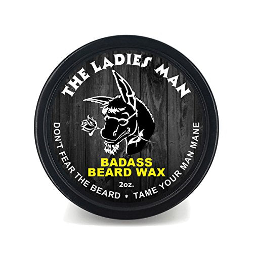 Badass Beard Care Beard Wax For Men - The Ladies Man, 2 oz - Softens Beard Hair, Leaves Your Beard Looking and Feeling More Dense