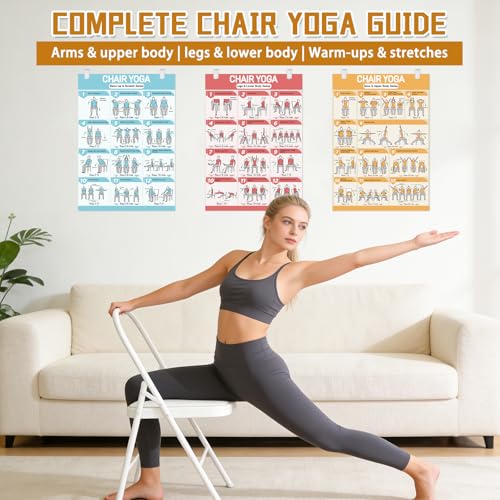 Chair Yoga Poster Set for Seniors – 36 Poses, 28-Day Challenge