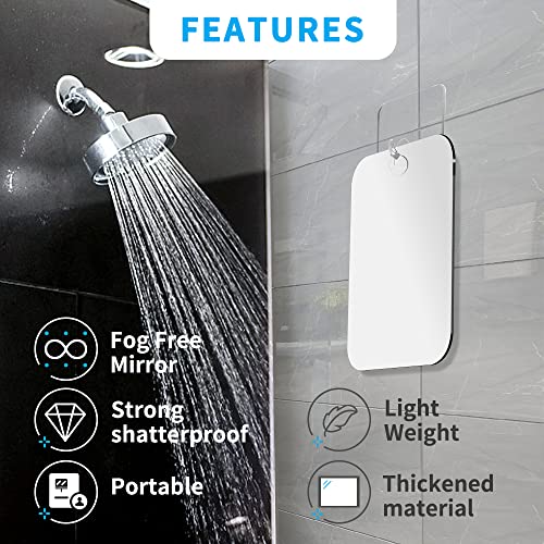 Shatterproof Shower Mirror Fogless 10.7x8 inch 2-Pack