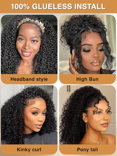 ZANPAL Kinky Curly Half Wig - 200% Density Glueless 12-Inch