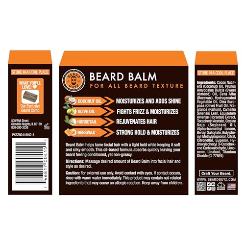 Beard Guyz Beard Balm ? Beard Conditioner and Styler for Men, Softens, Tames, and Moisturizes Facial Hair, 3 oz