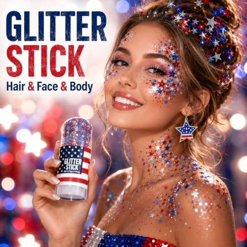 Red White Blue Glitter Stick - Waterproof Face & Body
