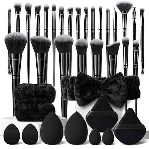 36Pcs Black Makeup Brushes Set Professional Makeup Kit Multi-functional Makeup Tool Set with Facial Makeup Accessories, Foundation Makeup Brush Kit Eye and Face Make up Brushes & Tools