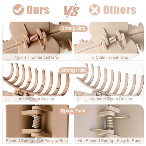 TOCESS Large Hair Claw Clips 8 Pack - 4.33" Strong Hold