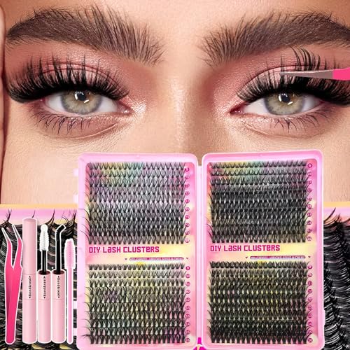 Manga Lash Clusters kit 800 PCS Fluffy Volume Lash Clusters Natural Eyelash Extensions Kit Wispy 9-16mm Individual Lash Extensions Beginner friendly At Home Lash Extensions